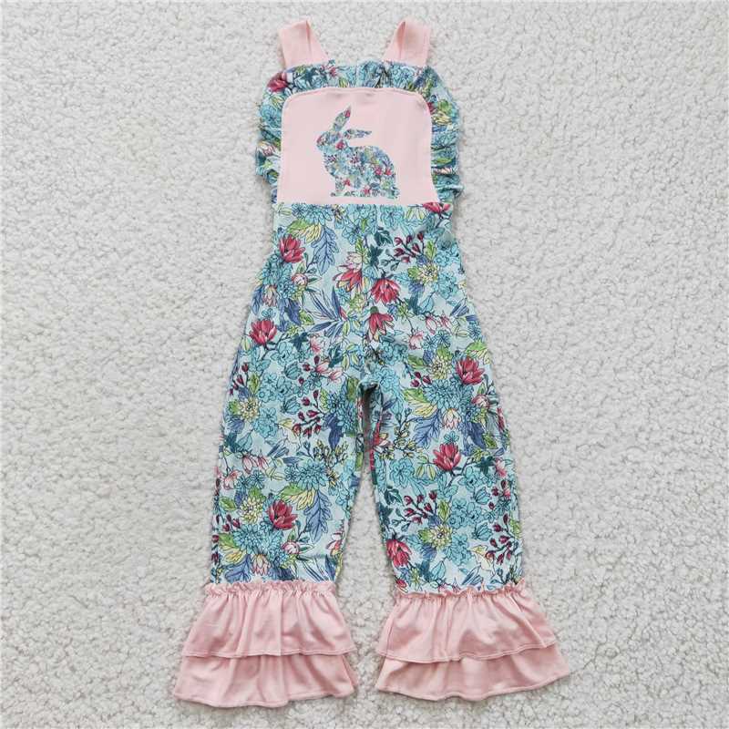6.25 RTS NO MOQ Summer Baby Girls Bodysuit SR0164 Easter Rabbit Ruffle Jumpsuits Rompers
