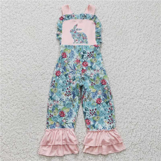 6.25 RTS NO MOQ Summer Baby Girls Bodysuit SR0164 Easter Rabbit Ruffle Jumpsuits Rompers