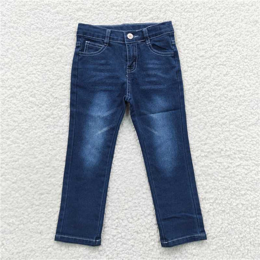 6.3 RTS NO MOQ Baby Girls Pants P0085 Navy Rodeo Back Pockets Denim Pants