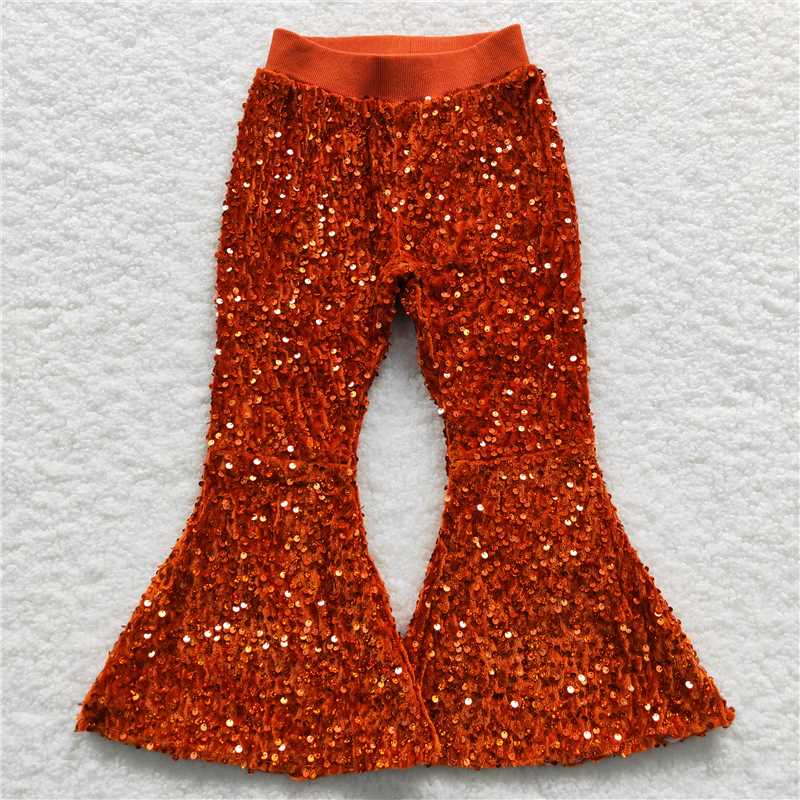 Baby Girls Sequin Bell Bottom Flare Pants (1-9 color)