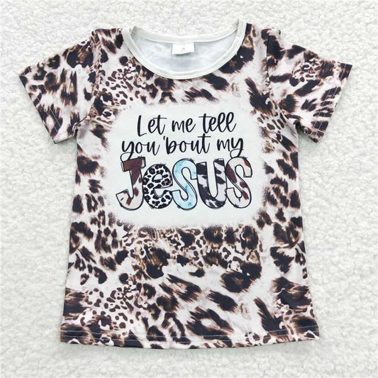 7.24 RTS NO MOQ Summer Baby Girls Short Sleeve GT0196 Tell You About Jesus Short Sleeve Shirts Tops