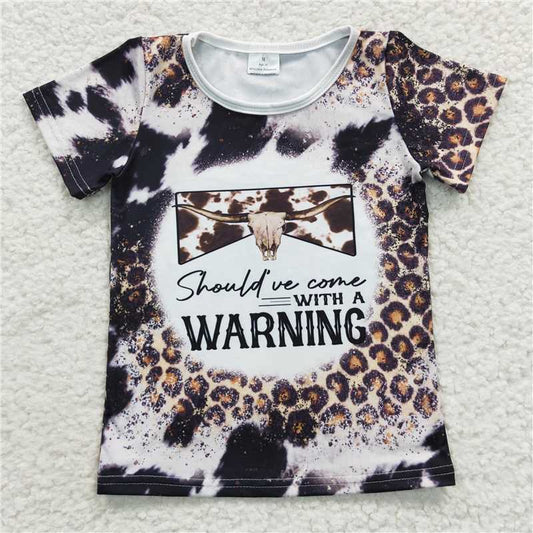 7.24 RTS NO MOQ Summer Baby Girls Short Sleeve GT0194 Cow Skull Leopard Short Sleeve Shirts Tops
