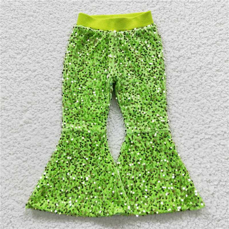 Baby Girls Sequin Bell Bottom Flare Pants (1-9 color)