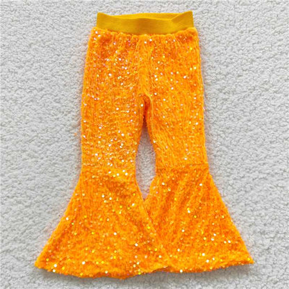 Baby Girls Sequin Bell Bottom Flare Pants (10-14 color)