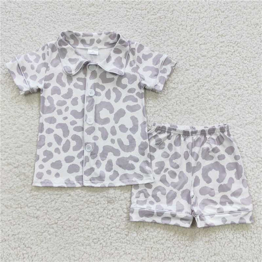 RTS NO MOQ Baby Boys kids Summer Sets BSSO0272 Short Sleeves Leopard Pajamas Sets
