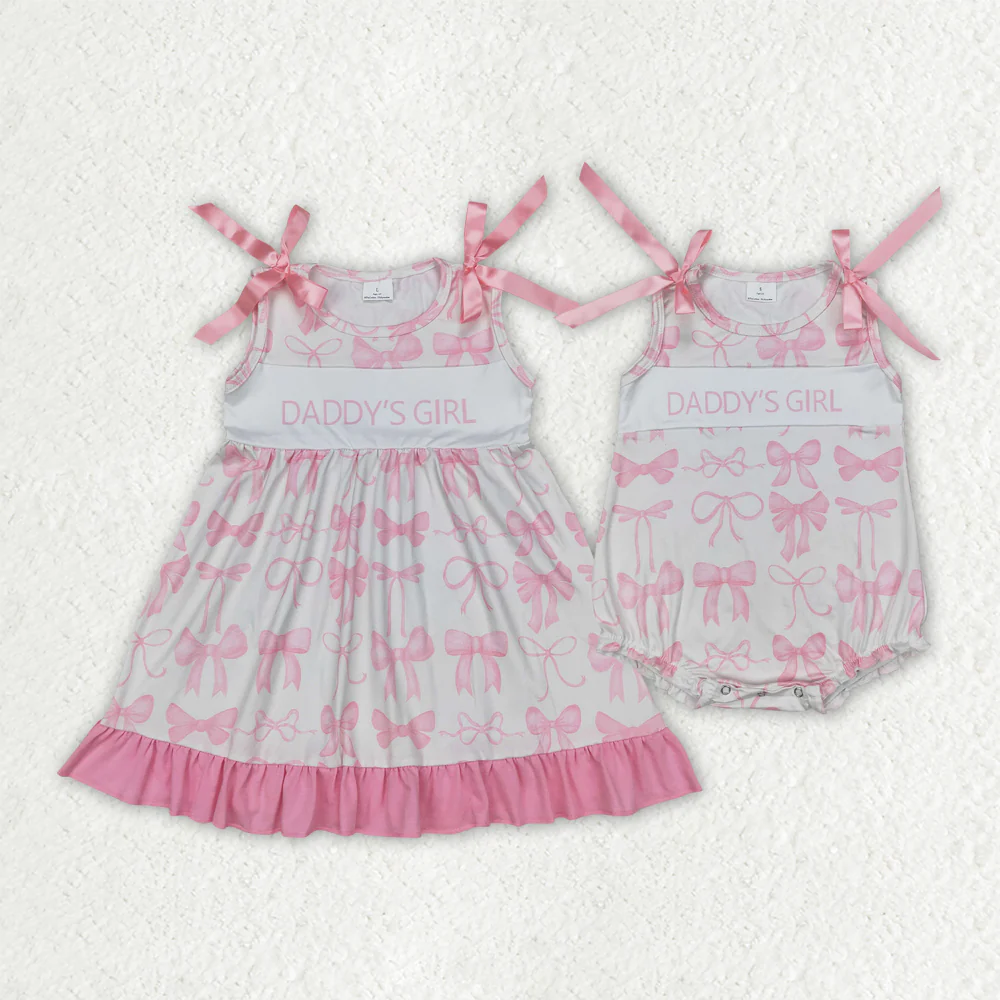 RTS NO MOQ Summer Sibling Baby Girls Sleeveless Floral Ruffle Tunic Shorts Clothes Sets