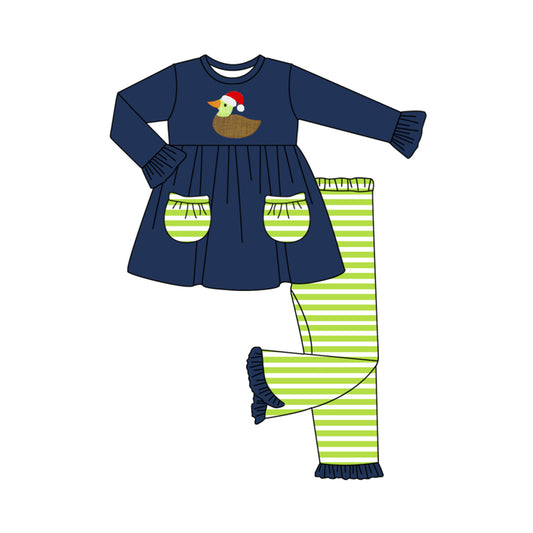 MOQ:5  Navy Blue Dark Girl Long Sleeve Wholesale Boutique Kid Clothing