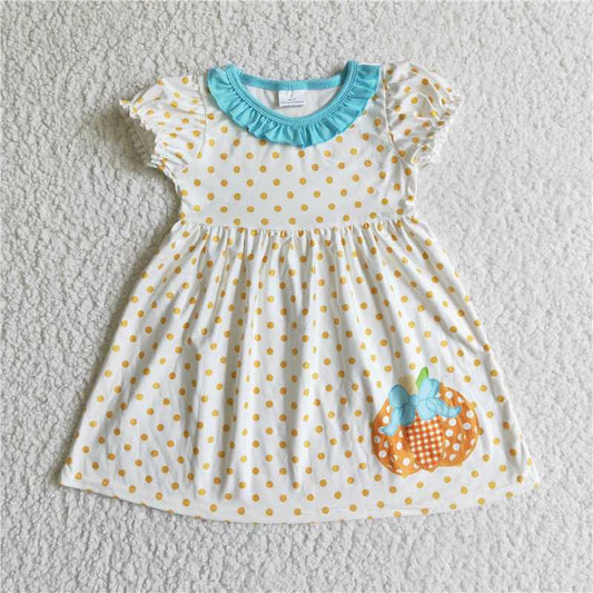 8.5 RTS NO MOQ Summer Baby Girls Dresses GSD0116 Polka Dots pumpkin dresses