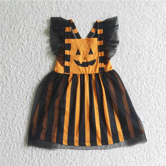 8.5 RTS NO MOQ Summer Baby Girls Dresses GSD0138 Halloween face tutu knee length dresses