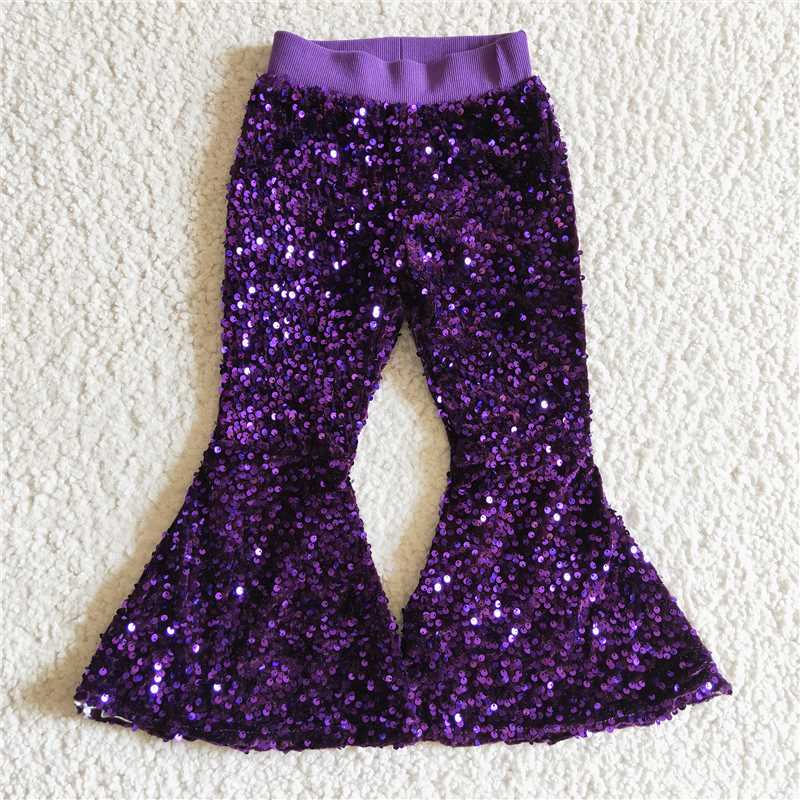 Baby Girls Sequin Bell Bottom Flare Pants (1-9 color)