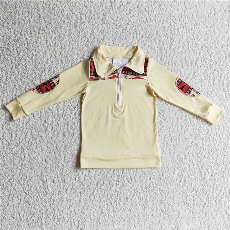 7.21 RTS NO MOQ Baby Boys Long Sleeve BT0079 Horse Western Long Sleeve Fall Spring Pullovers