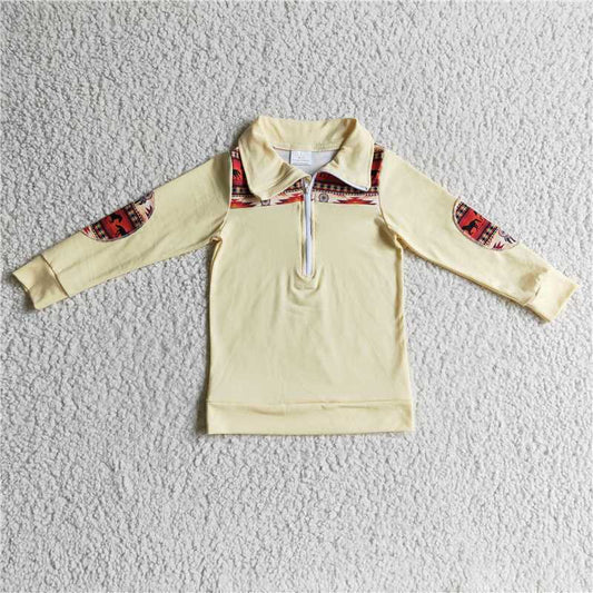 7.21 RTS NO MOQ Baby Boys Long Sleeve BT0079 Horse Western Long Sleeve Fall Spring Pullovers