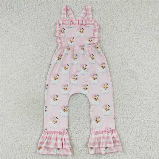 6.25 RTS NO MOQ Summer Baby Girls Bodysuit SR0101 Christmas Pink Santa Ruffle Jumpsuits