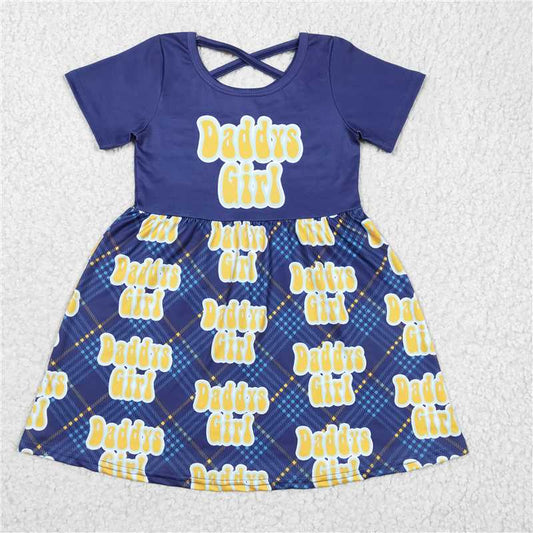 8.5 RTS NO MOQ Summer Baby Girls Dresses GSD0196 Daddy's Girl Sleeve Knee Length Dresses