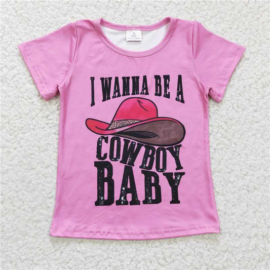 7.25 RTS NO MOQ Summer Baby Girls Short Sleeve GT0107 Cowboy Baby Western Shirts Tops