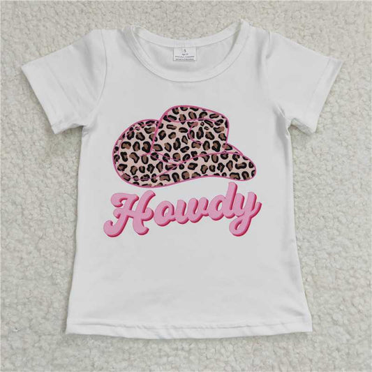 7.25 RTS NO MOQ Summer Baby Girls Short Sleeve GT0138 Howdy Hats Western Shirts Tops