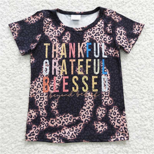 7.24 RTS NO MOQ Summer Baby Girls Short Sleeve GT0193 Thankful Short Sleeve Shirts Tops