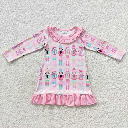 7.5 RTS NO MOQ Baby Girls Long Sleeve GLD0301 Christmas Long Sleeve Soldier Dresses