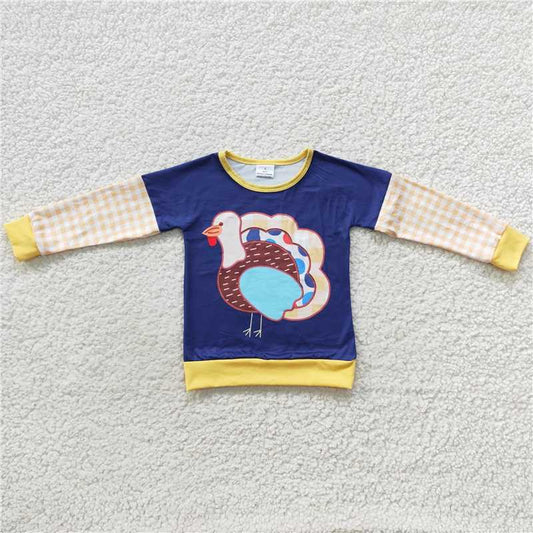 7.21 RTS NO MOQ Baby Boys Long Sleeve BT0244 Thanksgiving Turkey Tee Shirts Tops