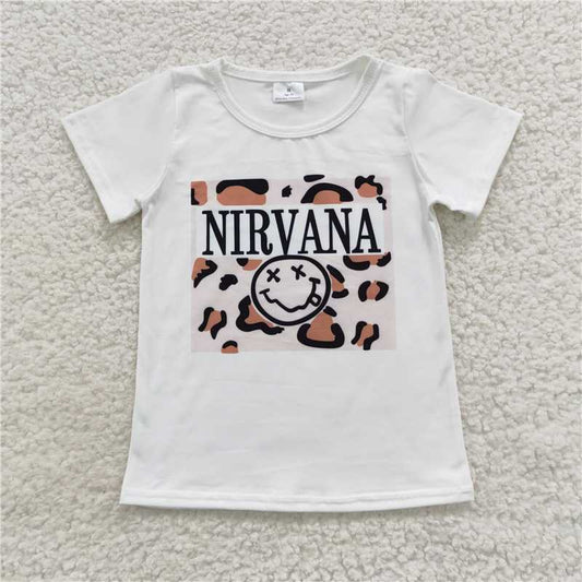6.5 RTS NO MOQ Summer Baby Girls Short Sleeve GT0230 Short Sleeve Leopard Words Tee Shirts Tops