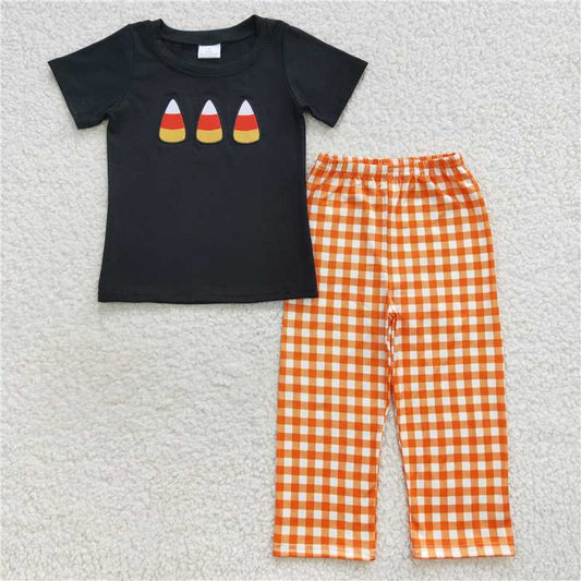 7.3 RTS NO MOQ Baby Boys Summer Sets BSPO0121 Halloween Candy Pants Clothes Sets