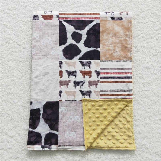 RTS NO MOQ Baby Kids Carpet BL0057 Cows Brown Stripe Patchwork Western Blankets