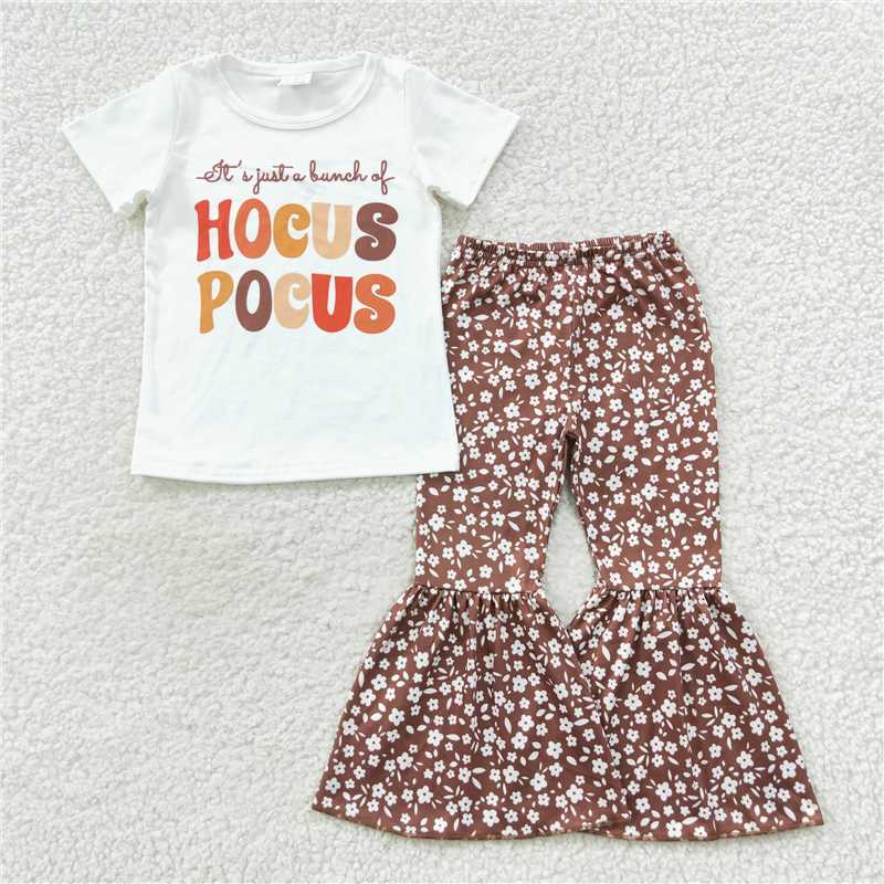 GSPO0811 Baby Girls Witches Tee Shirts Top Flowers Bell Pants Clothes Sets