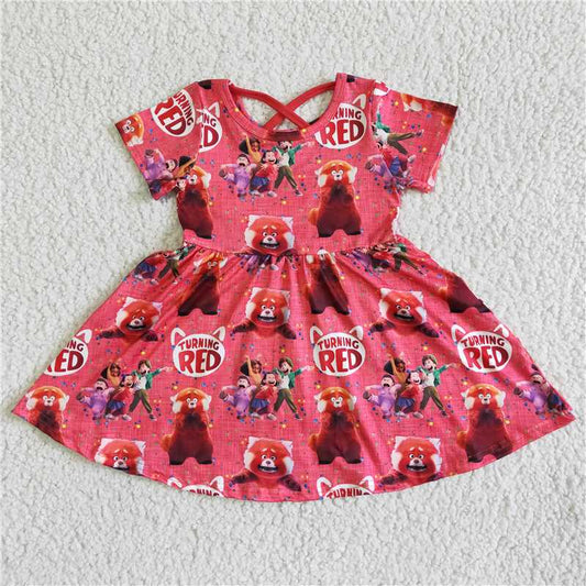 8.7 RTS NO MOQ Summer Baby Girls Dresses GSD0059 Short sleeve cute red dresses