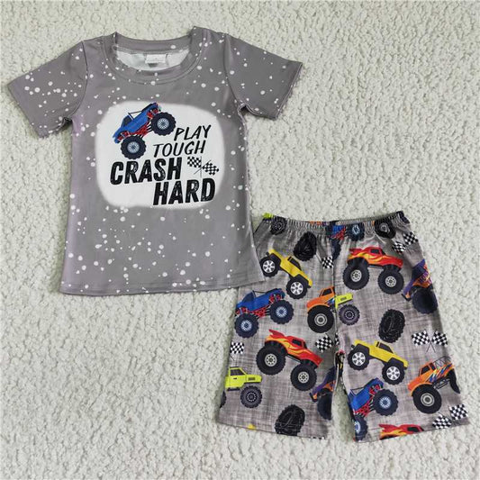 8.12 RTS NO MOQ Baby Boys kids Summer Sets BSSO0070 Monster truck shorts sets