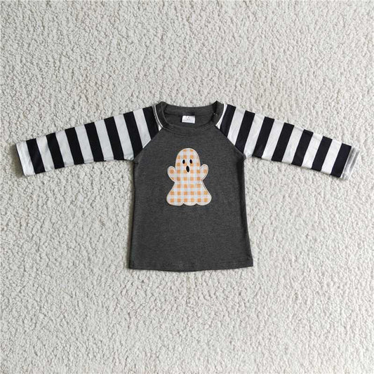 7.21 RTS NO MOQ Baby Boys Long Sleeve BT0063 Long Sleeve Ghost Halloween Shirts