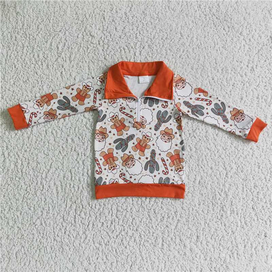 8.7 RTS NO MOQ Baby Boys Long Sleeve BT0068 Christmas western santa pullover shirts
