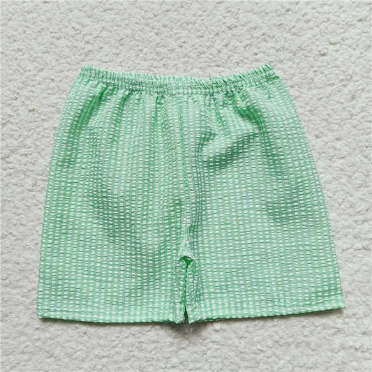 5.16 RTS NO MOQ Baby Boys Summer Pants SS0078 Green Plaid Seersucker Fabric Shorts