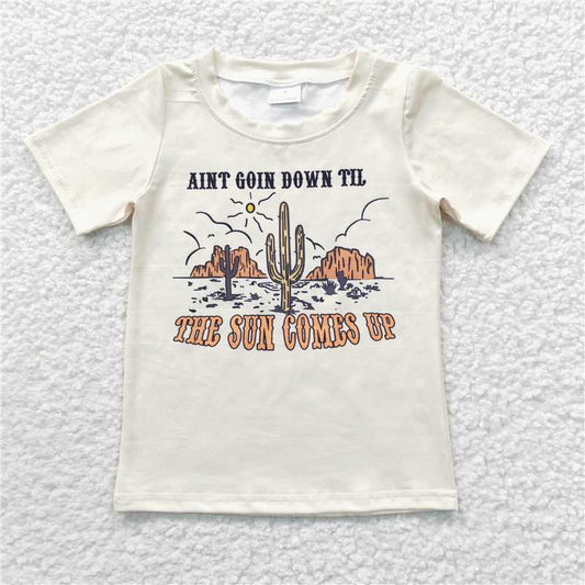 7.24 RTS NO MOQ Summer Baby Girls Short Sleeve GT0160 Cactus Mountain Sun Western Shirts Tops