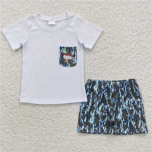 8.8 RTS NO MOQ Baby Boys kids Summer Sets BSSO0205 Duck pocket Camo Summer Shorts Sets