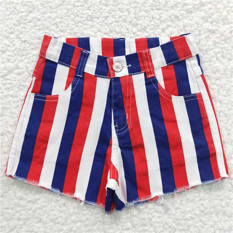 SS0082 4th of July stripe denim shorts