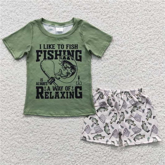 8.8 RTS NO MOQ Baby Boys kids Summer Sets BSSO0257 Fishing Summer Shorts Sets