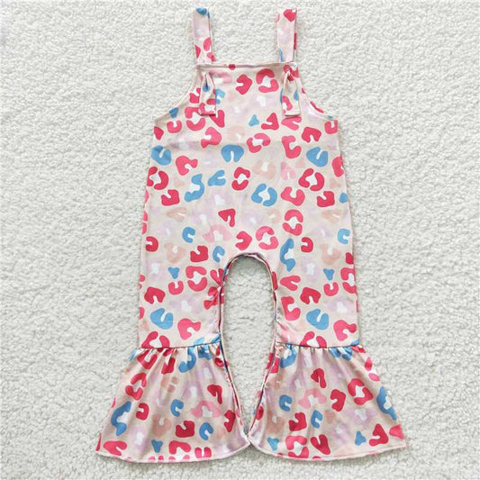 6.25 RTS NO MOQ Summer Baby Girls Bodysuit SR0379 Colorful Leopard Straps Jumpsuits