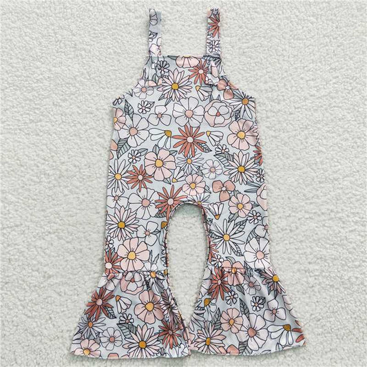 6.25 RTS NO MOQ Summer Baby Girls Bodysuit SR0378 Summer Flowers Straps Jumpsuits