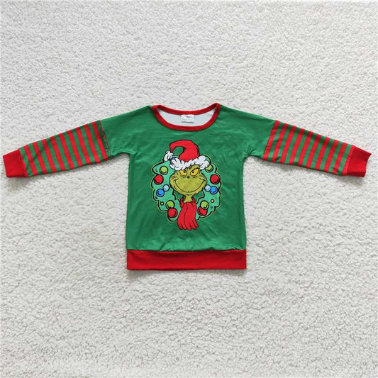 7.21 RTS NO MOQ Baby Boys Long Sleeve BT0245 Christmas Frog Long Sleeve Tee Shirts Tops