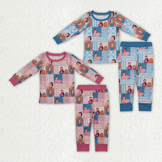 RTS NO MOQ Sibling Boys Baby Girls Long Sleeve Sets Checkered Tops Pants Pajamas Outfits