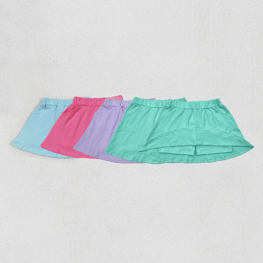 RTS NO MOQ Summer Sibling Baby Girls Pocket Cotton Skorts Skirts