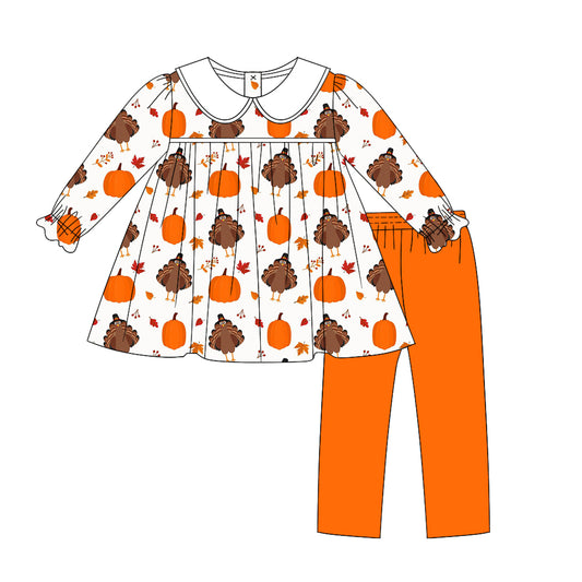 MOQ:5  pumpkin cute long Sleeve Wholesale Boutique Kid Clothing