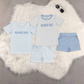 RTS NO MOQ Summer Sibling Baby Boys Mama's Boy Checkered Polka Dots Tops Shorts Clothes Sets