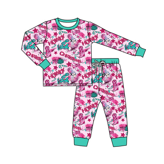 MOQ:5 Pink Kid Pajamas Long Sleeve Wholesale Boutique Kid Clothing