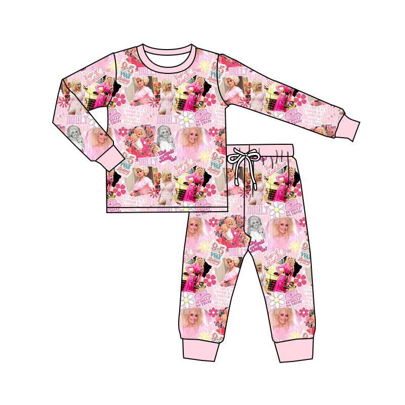 MOQ:5 Cute Singer Long Sleeve Wholesale Boutique Kid Clothing Set