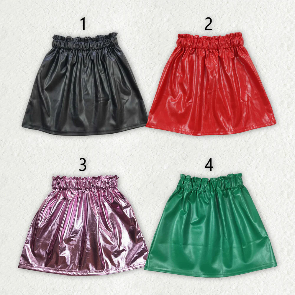 RTS NO MOQ Summer Sibling Baby Girls Leather Bottom Skorts Skirts