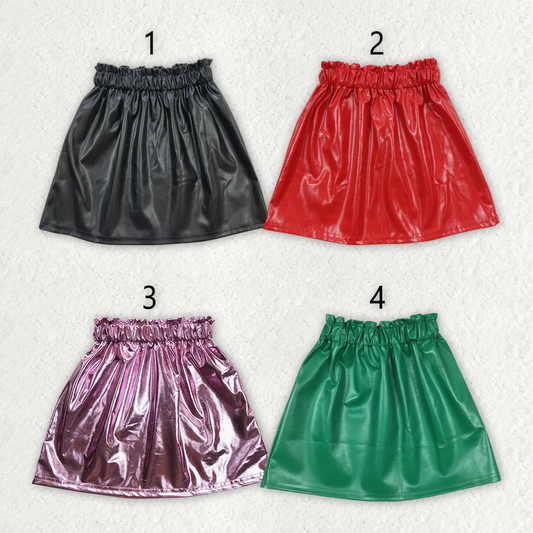 RTS NO MOQ Summer Sibling Baby Girls Leather Bottom Skorts Skirts