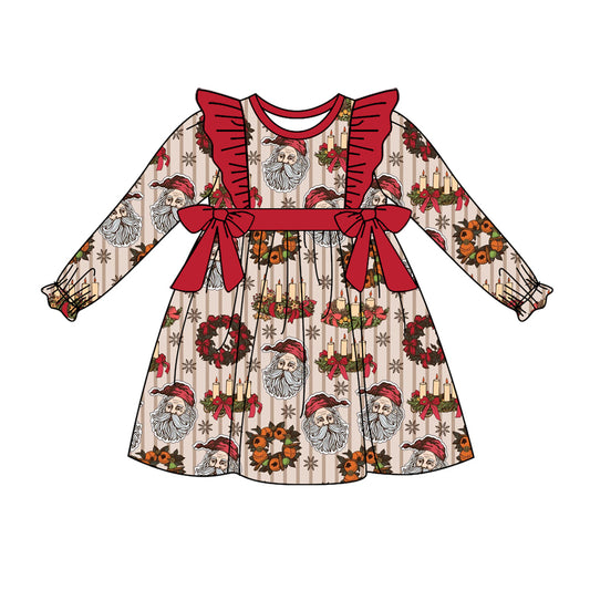 MOQ:5  Red Girl long Sleeve Wholesale Boutique Kid Clothing Kid Dresses