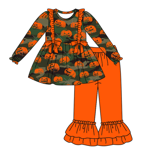 MOQ:5  Halloween Black Girls Long Sleeve Wholesale Boutique Kid Clothing