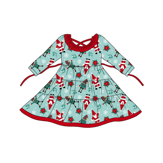 MOQ:5 Christmas Cute Girls Long Sleeve Wholesale Boutique Kid Clothing Kid Dresses